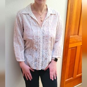 Eddie Bauer 100% long sleeve cotton blouse, Women's L.